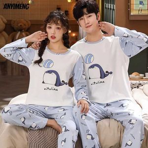 Men's Sleepwear New Pajama Trendy Pyjamas Cute Seal Printing for Lovers Autumn Winter Big Size Young Couple's Loungewear His and Hers ClothesL231202