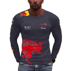 D9h2 Camisetas masculinas 2023/2024 Nova F1 Fórmula 1 Competição de equipe de corrida ao ar livre Esportes radicais Extra grande manga comprida Red Animal Bull Tees