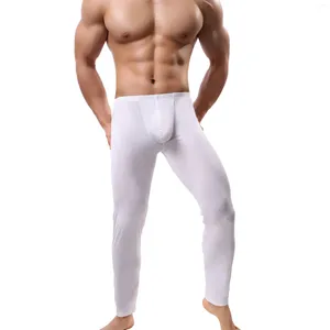 Men's Thermal Underwear Men Casual Ice Silk Long Pants Sleep Bottoms Male Home Loose Sexy Lounge Pant Fashion Breathable Trousers Homewear