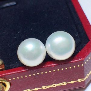 Orecchini a bottone con perle d'acqua dolce naturali 8-10 mm Argento 925 intarsiato tre colori e stili