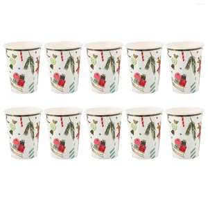 Disposable Cups Straws 10 Pcs Coffee Mug Paper Water Holder Party Cup Container Ice Cream Office Banquet