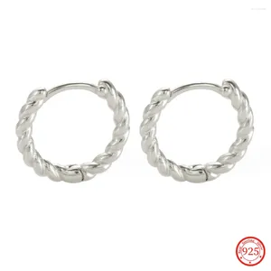 Hoop Earrings Real 925 Sterling Silver Trendy Twisted Small For Women Fashion Gold Color Ear Jewelry Gift