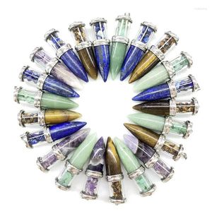 Kolye Kolyeleri Toptan 15x55mm Doğal Taş Ametist Tiger Göz Akik Şeklinde Çakıl Enerji Kristal Diy Çift Kolye Takı