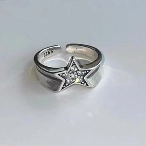 Anéis de casamento Kpop Goth Punk Harajuku Metal Thorns Pentagram Star Ring para Mulheres Egirl Vintage Estético Jóias Y2K Grunge Acessórios 231201