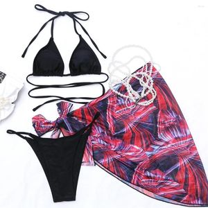 Kobiety stroje kąpielowe z nadrukowanymi kantonami sarong bikini żeńska kostium kąpielowy Kobiety trzyczęściowe zestaw Bather Bathing Suit pływanie Lady K3230