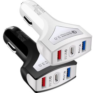 Snabb snabb laddning QC3.0 33W 3 Ports USB C Car Charger PD Typ C Power Adapters för iPad 2 3 4 iPhone 13 14 15 Pro Max Samsung S23 S24 Xiaomi Huawei GPS PC