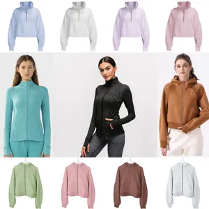 womens jacket define women sports coat yoga thin jogging quick-drying jackets clothing high waist gym activewear jacket long sleeve training clothes stand collar