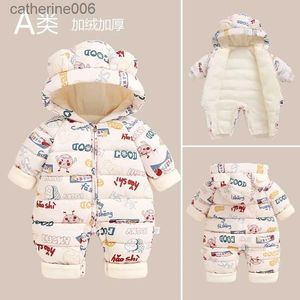 Clothing Sets Baby Jumpsuit New Winter Newborn Clothes Bag Plus Velvet and Thickening Hoodies Outdoor Outfit Space Suit 5-day ShippingL231202