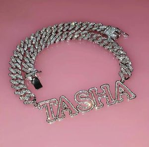 Ожерелья с подвеской на заказ, блестящее ожерелье с именем, циркон, 12 мм, Майами, кубинское звено, колье, 3D, полые, для мужчин, подарок на День отца 231201