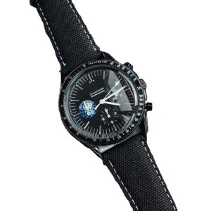 OMG Orologi da polso in acciaio inossidabile Hotless da uomo Six Nego Funzione Full Function Glassoni da uomo Orologi All Dial da lavoro Orologio Quarzo Orologio Brand Cronografo Nero pelle