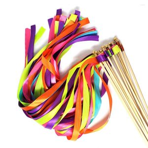 Party Decoration 50/20pcs/Lot Colorful Wedding Ribbon Wands Stick With Bells Streamers för