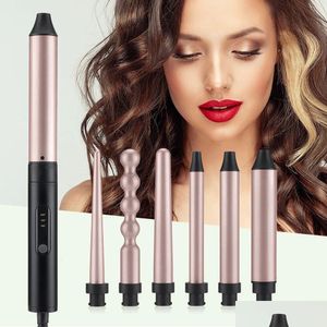 Curling Irons 5 i 1 Professional Hair Iron Ceramic Triple Barrel Curler Wave Waver Styling Tools Styler Wand 231101 Drop Delivery Pro Dhycg