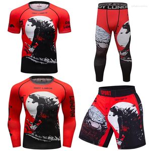 Herrspåriga Cody Lundin Sports Suit UV Protection Solar Beach Blus RashGuard T-shirts Grappling BJJ MMA Trunk Shorts Set Set
