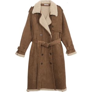 Pelliccia da donna finta donna inverno lana d'agnello Shirling Parka peloso giacca con colletto caldo capispalla spessa pelle di agnello cappotto di media lunghezza 231202