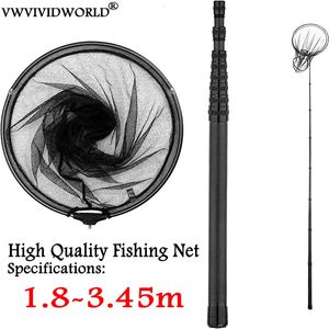 Fishing Accessories VZb 1 8 3 45m Portable Carbon Net Fish Landing Hand Foldable Collapsible Telescopic Pole Handle Tackle 231202