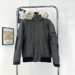 Women's Down Parkas THE MOHCT FEAO~Light Luxury North Face Short Large Fur Neck Flight Jacket Windproof and Warm Men's and Women's Down jacket