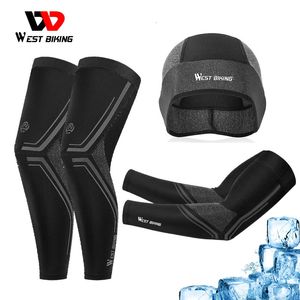 Arm Leg Warmers WEST BIKING Anti-UV Arm Sleeves Leg Warmers Sports Caps Ice Silk Breathable Sunscreen Summer Cycling Equipment Set Men Women 231201