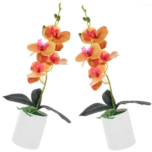 Decorative Flowers Simulated Potted Flower Fake Orchid Bonsai Realistic Desktop Artificial Plant Plants Simulation False