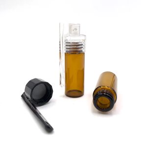 Fashion 51mm/36mm Glass Pill Case smoking Vial Bottle Snuff Snorter Dispenser Bullet Container Box with Plastic Spoon Cap accessories