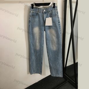 Sexy jeans para mulheres falso dois design briefs retalhos jeans calças de cintura alta reta