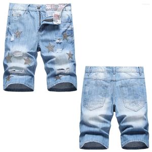 Jeans da uomo estivi di lusso Kpop streetwear strappati designer alla moda invecchiati pantaloncini di jeans neri da fidanzato casual