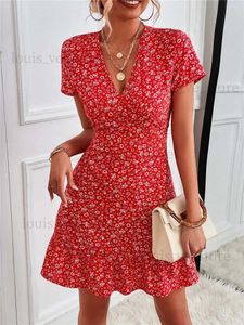 Urban Sexy Dresses Summer Short Boho Dress Women V Neck Print Floral Party Dress Ladies Bohemian Flower Mini Dress for Women T231202