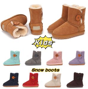 UG G Marca Bambini Ragazzo ragazza bottone scarpone da neve pelliccia peloso inverno caldo scarpe bambini Mini Bailey stivaletti Peluche scarpa corta in pile Morbido e confortevole