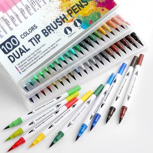 Aquarell-Pinselstifte, 12/60/100/120 Stück, Dual-Tip-Pinselmarkierungsstift, feiner Liner, Aquarell-Kunstmarker zum Färben, Zeichnen, Malen, Skizzieren, Marker 231202