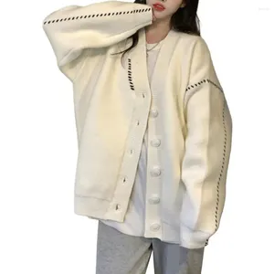 Maglieria femminile camice da donna cappotto acrilico poliestere morbido cardigan a v-scollo a maglia per maniche lunghe sciolte con interno