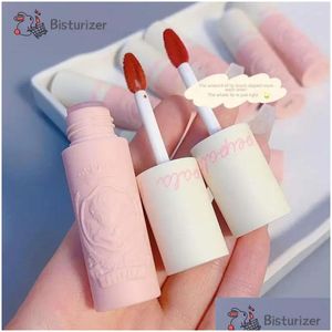 Lip Gloss Lip Gloss Cartoon Cute Matte 4-Piece Set Glaze And Does Not Stick To Cups Beauty Products Health Makeup No Tightness Drop De Dhd5H