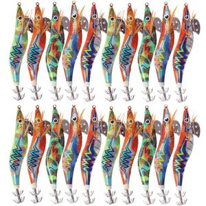 Przynęty przynęty 30pcs20pcs10pcs drewniane krewetki wędkarstwo Łowódcy Squid Jig Hook Octopus mątwy sztuczne jigging twarda przynęta 231202