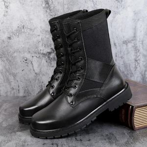 Boots Men Leather Black Military Shoes Man Anti-Slip Army Combat For Mens Winter Warm Tactical