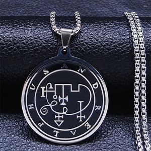 Hänge halsband goth sigil från Andrealphus satan demon halsband ihålig rostfritt stål runda silverfärg gotiska smycken gåvor n7728s03