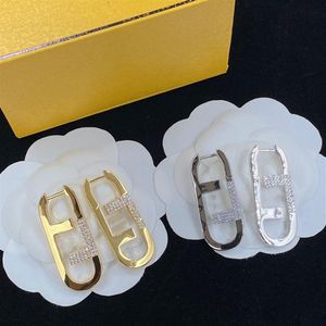 Designer Silber Buchstaben Ohrringe Ohrstecker für Damen Diamanten Gold Ohrring Mode Luxus Ohrringe Schmuck Damen Herren Creolen 2207316A