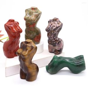 Decorative Figurines 3.2" Women Bust Model Statue Natural Healing Stone Crystal Hand Carved Female Sexy Girl Body Figurine Craft Love Gift