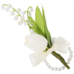 Dekorativa blommor handled Corsage Flower Chains Handbröllop Brudarmband Brudtärna Bridal Wristlet Decor