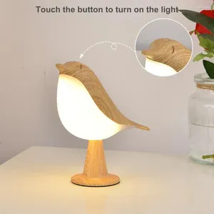 Bordslampor LED Bird Desk Lamp Dimble Color Temperatur Justerbar flimmer nattduksnatt Ljus sovrumsdekoration