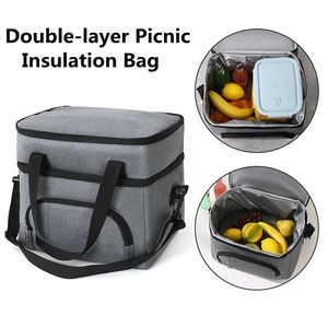 Ice PacksIsothermic Bags Double Layer Insulation Lunch Bag Portable Outdoor Picnic Cooler Pack Waterproof Large Capacity Food Thermal Bento Box 231201