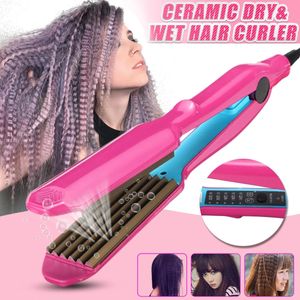 Hair Straighteners Professional Crimper Curler Dry Wet Use Corrugated Irons Ceramic Curling Iron with Temperature Control Waving Tool 231201
