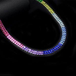 Wuzhou Rainbow C Nklędła Kubańska Łańcuch Link Podwójne rzędy Tennis Bracelets