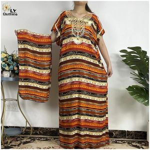 Ethnic Clothing 2023 Fashion African Women Short Sleeve Clothes Abaya Sequin Cotton Dress Dashiki Casual Robe Headscarf Maxi Long