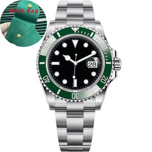 Relógio aaa com bolsa verde assista mensal orologi assiste alta de alta qualidade bloqueio de bloqueio de cerâmica sapphire relógios automáticos designer orologio uomo sub montre de luxo