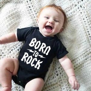 Conjuntos de roupas Born To Rock Bebê recém-nascido manga curta algodão bebê bodysuit bonito bebê menino roupas macacão infantil outfit bebê corpo rockl231202