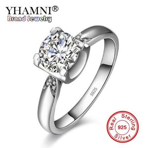 Yhamni New Fashion Classic Soild 925 Sterling Silver Wedding Ring CZ Zircon Jewelry Engagement Brand Rings for Women Gift YJZ3612562