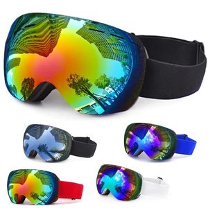 Лыжные очки зимние с чехлом для мужчин и женщин, двухслойные противотуманные очки UV400, мотоциклетная маска для сноуборда, лыжного спорта, зимняя спортивная маска 231202
