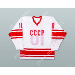 Anpassad Pavel Bure 10 CCCP White Hockey Jersey New Top Stitched S-M-L-XL-XXL-3XL-4XL-5XL-6XL