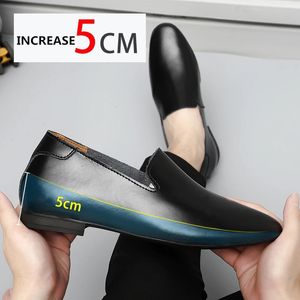 Dress Shoes Loafers Men Elevator Shoes Men's Casual Shoes Male Buiness Cow Leather Shoes Height Increase Shoes Insoles 5CM Formal Tall 231201