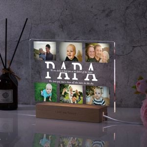 Dekorativ personlig anpassad fototekst 3D Akryl Ljus anpassad sovrum nattljus pappa älskar familj dag julklapp till mamma 231202