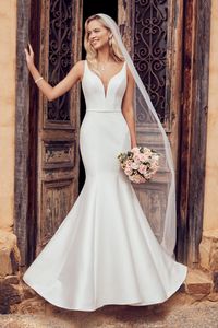 New Graceful Mermaid Sleeveless Satins Wedding Dresses Formal Occasions Bridal Gowns A24