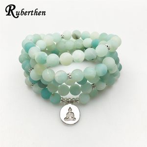 Ruberthen 2017 New Design AB Amazonite Mala Beads 팔찌 트렌디 한 요가 목걸이 고품질 수제 천연 석재 팔찌 J1907340S